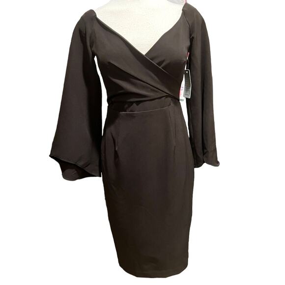 Bardot Crossover Top Bell Sleeves Black Size 6 NWT - Picture 1 of 8